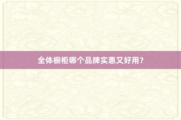 全体橱柜哪个品牌实惠又好用？
